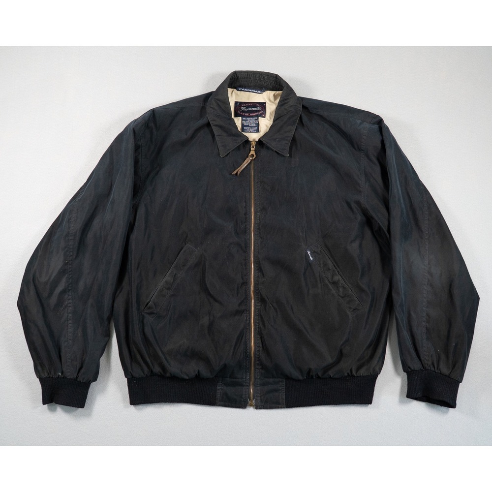 Vintage Faconnable Albert Goldberg Bomber Jacket Mens M Black Water Resistant